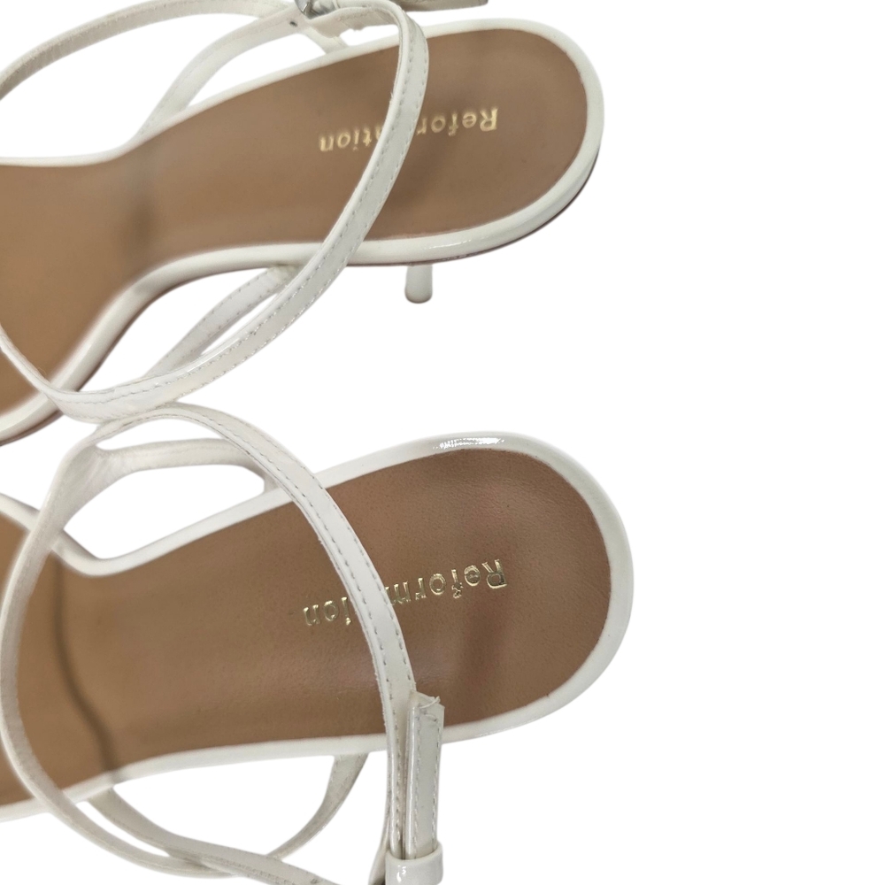 Reformation Genni Strappy Skinny Heel Patent Leather Sandal Size 9.5 - Picture 3 of 11